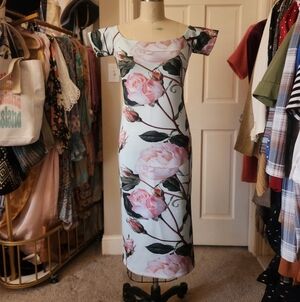 ASOS Pink Floral Midi Dress